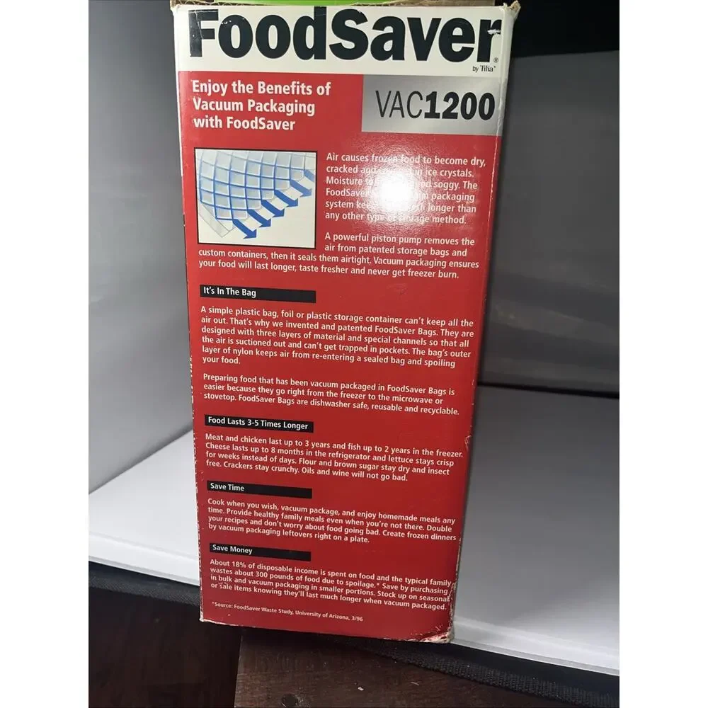 Food Saver by Tilia #VAC1050 = Bonus 1.5 Quart Food Saver Canister + 6 Rolls